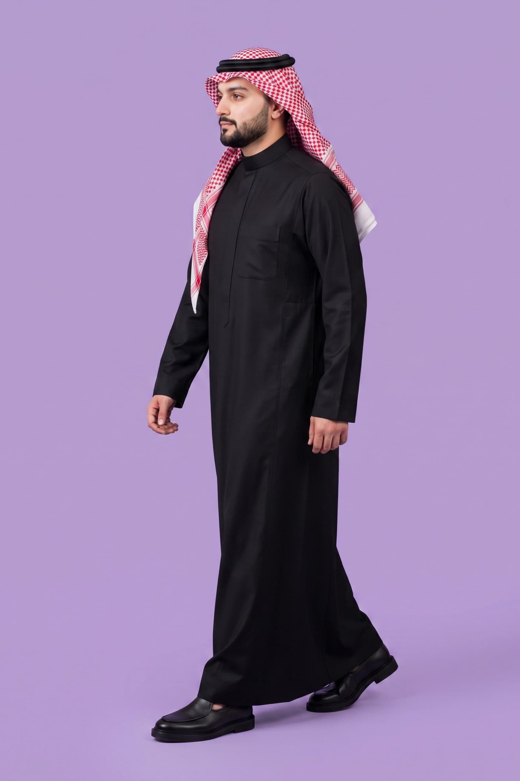 Black Saudi Thobe (Poly-Cotton) 3