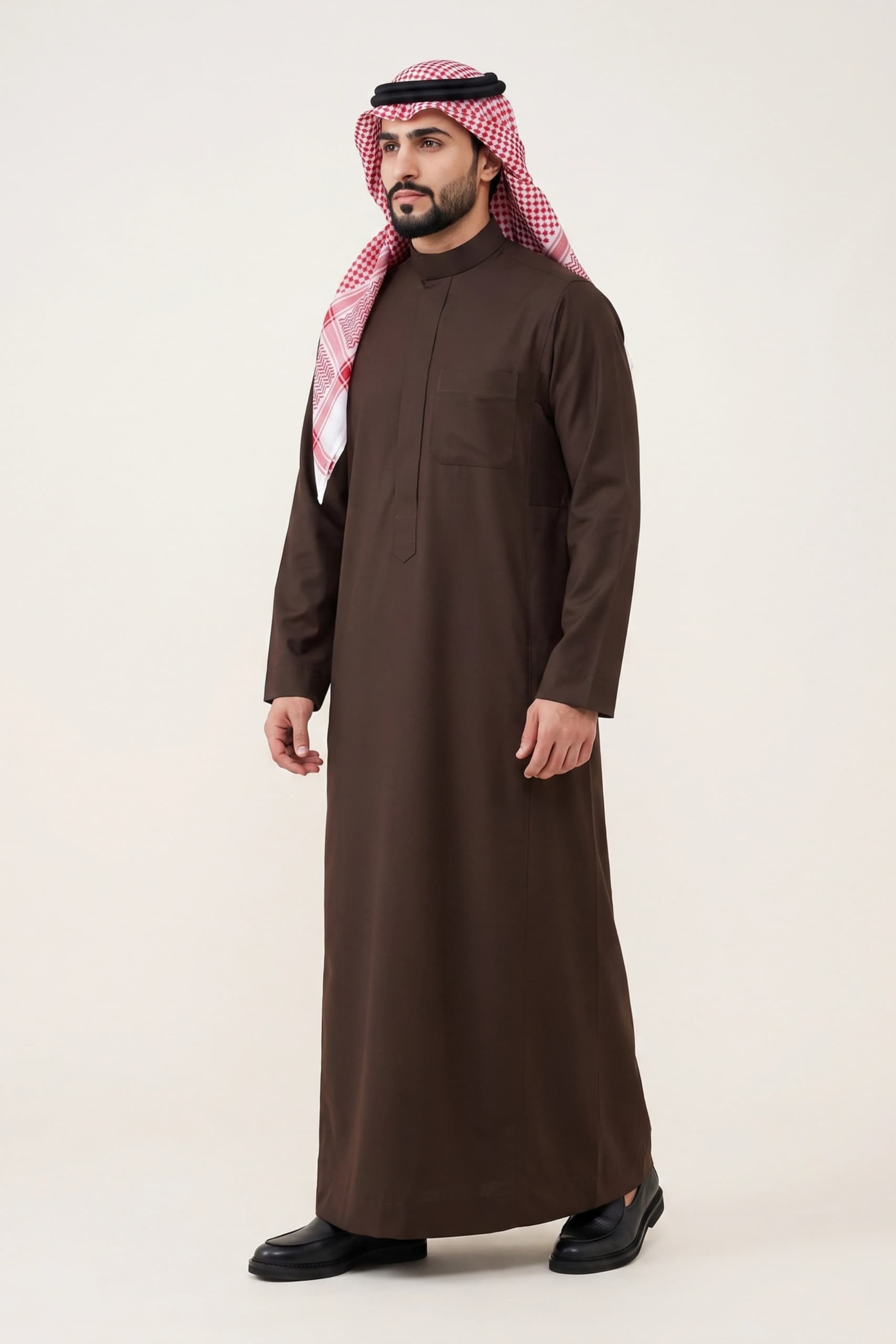 Dark Brown Saudi Thobe (Poly-Cotton) 7