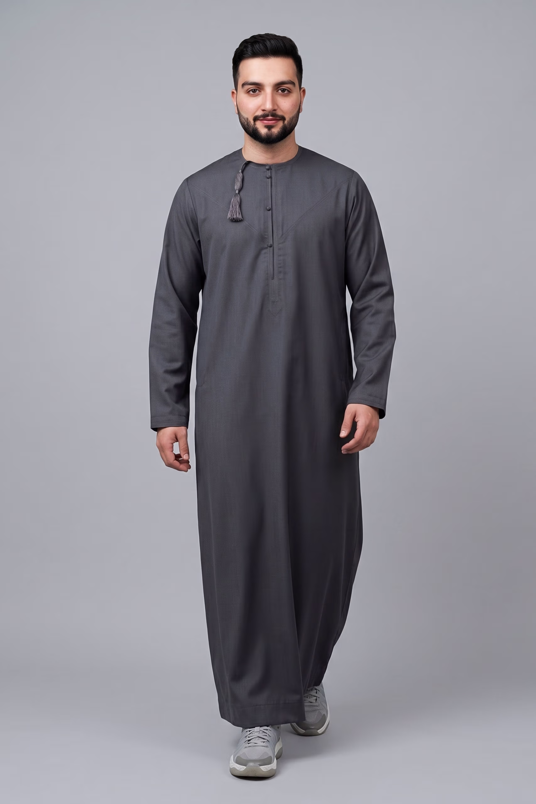 Dark Grey Omani Dishdasha 1