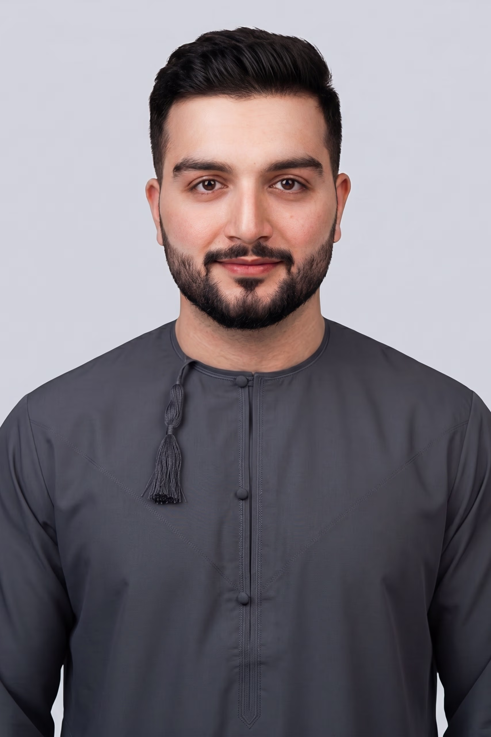 دشداشة عمانية رمادي داكن thumbnail 2