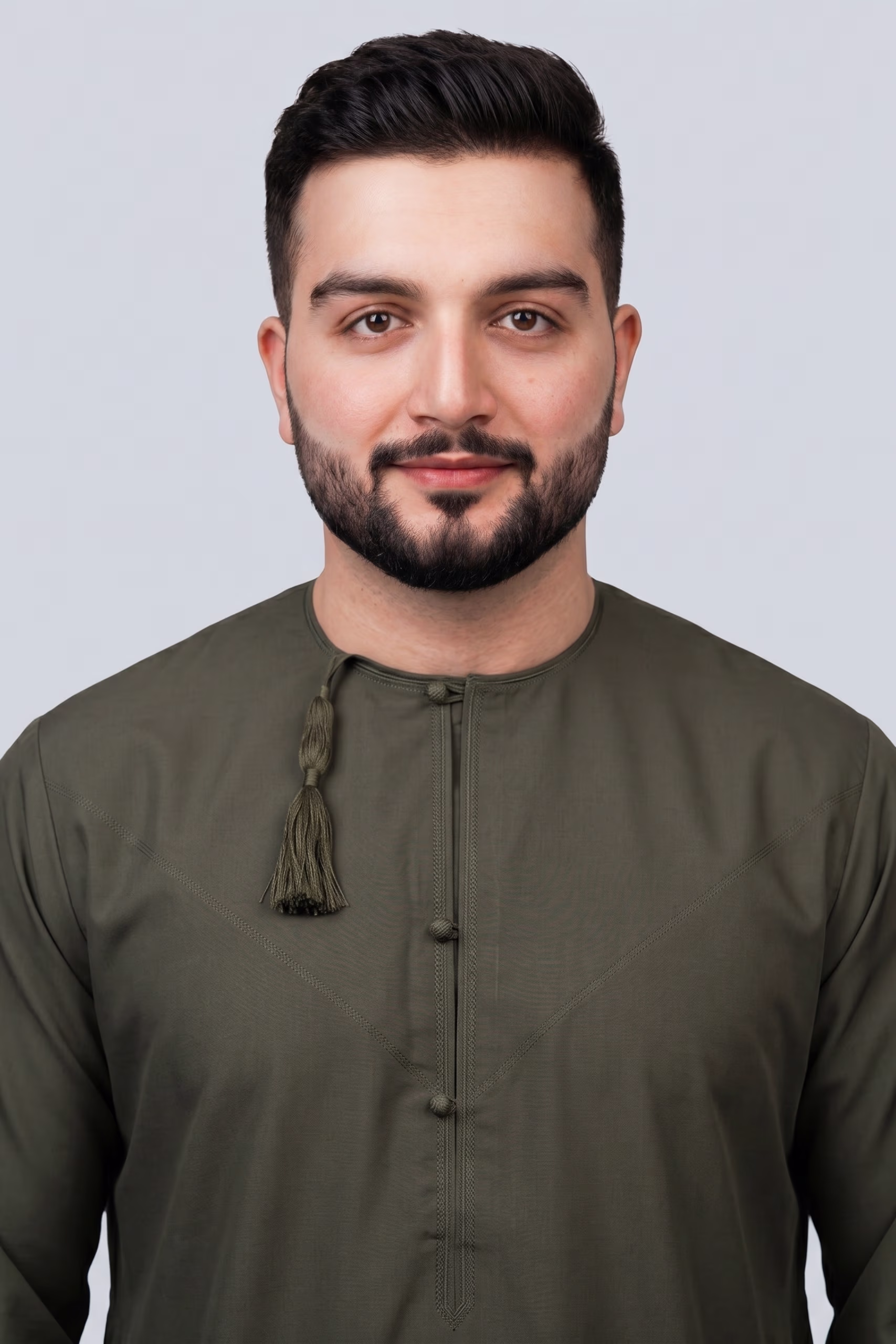 Deep Olive Green Omani Dishdasha thumbnail 2