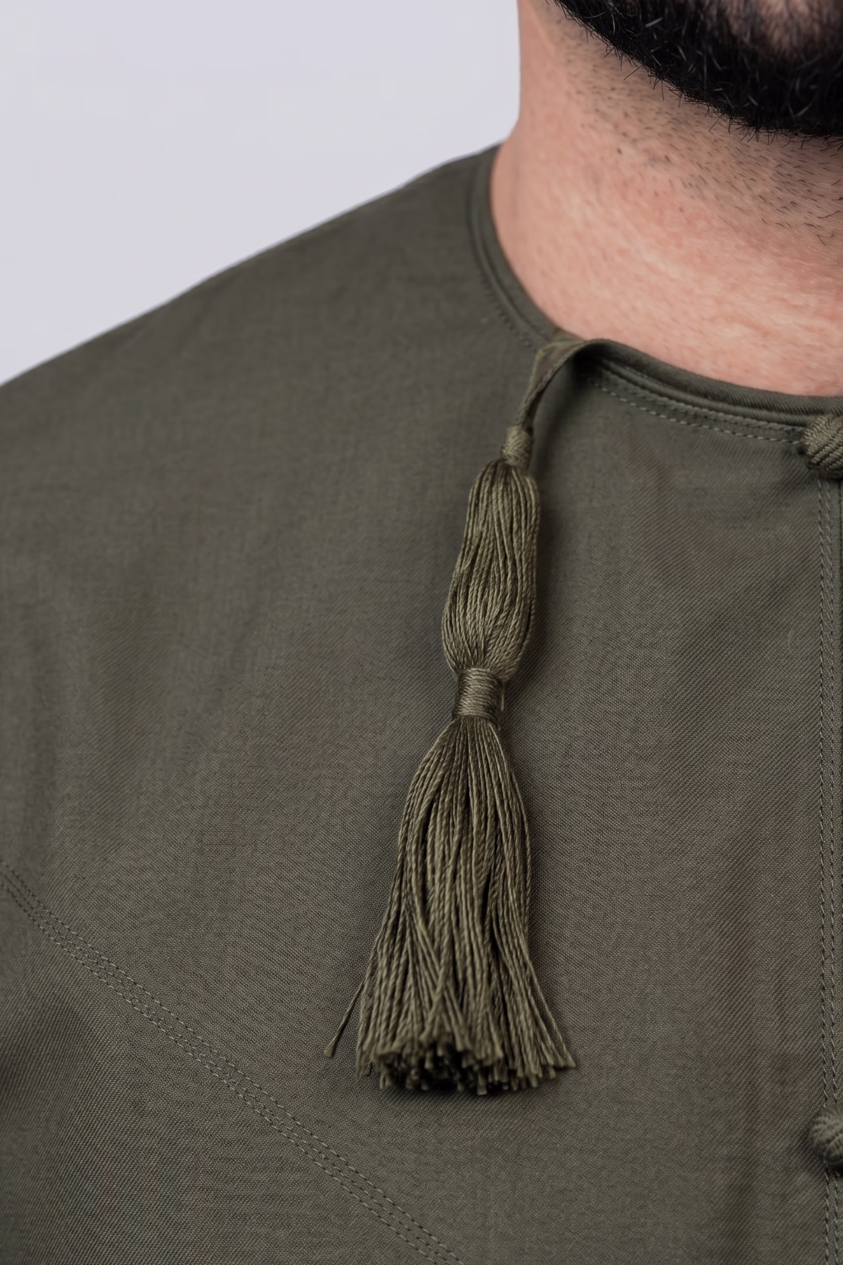 Deep Olive Green Omani Dishdasha thumbnail 6