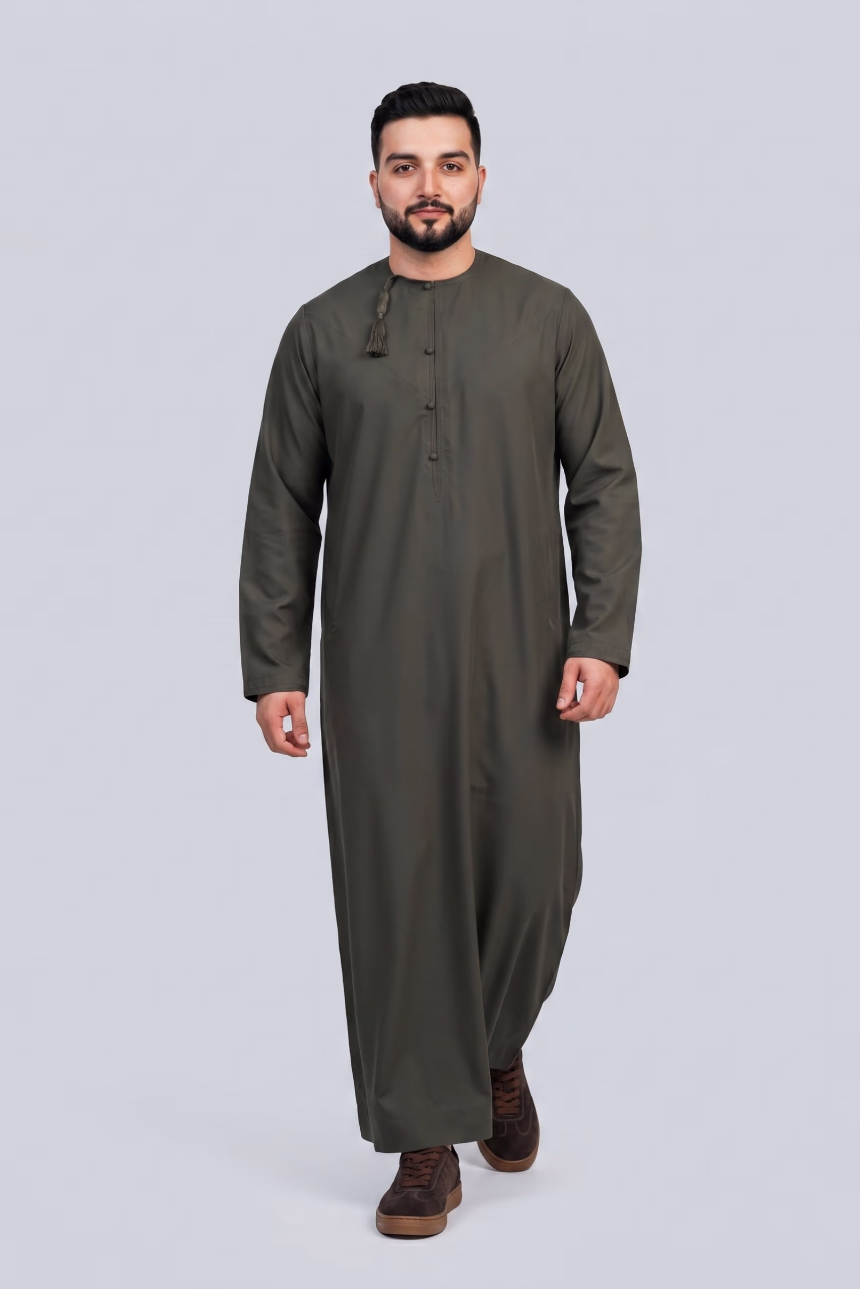 Deep Olive Green Omani Dishdasha 1