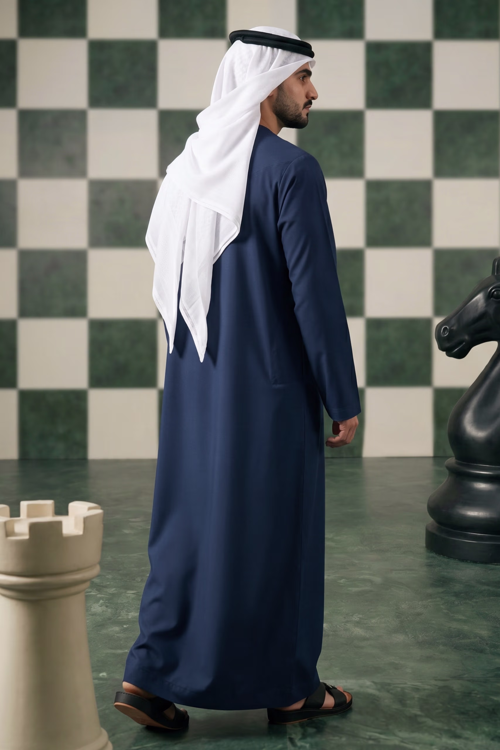 Luxury Navy Blue Emirati Kandura 9