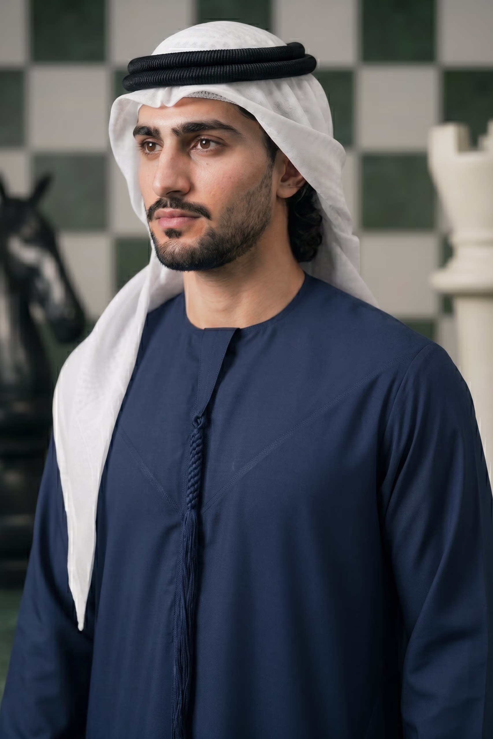 Luxury Navy Blue Emirati Kandura 4