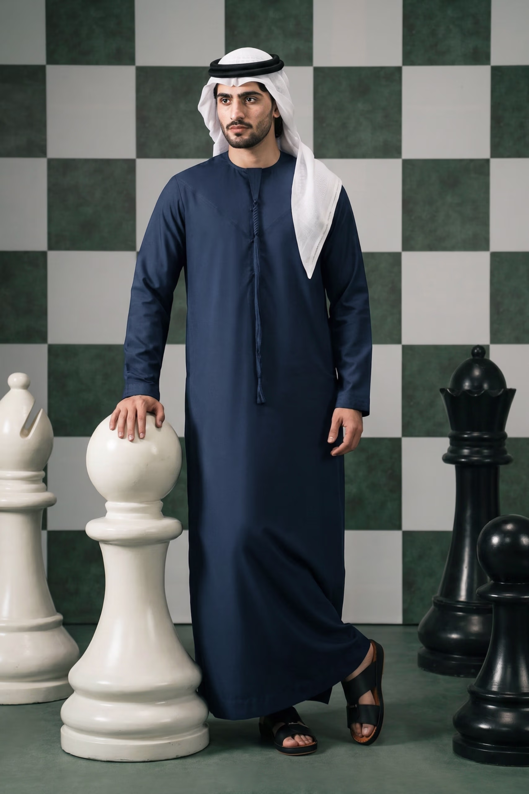 Luxury Navy Blue Emirati Kandura 5