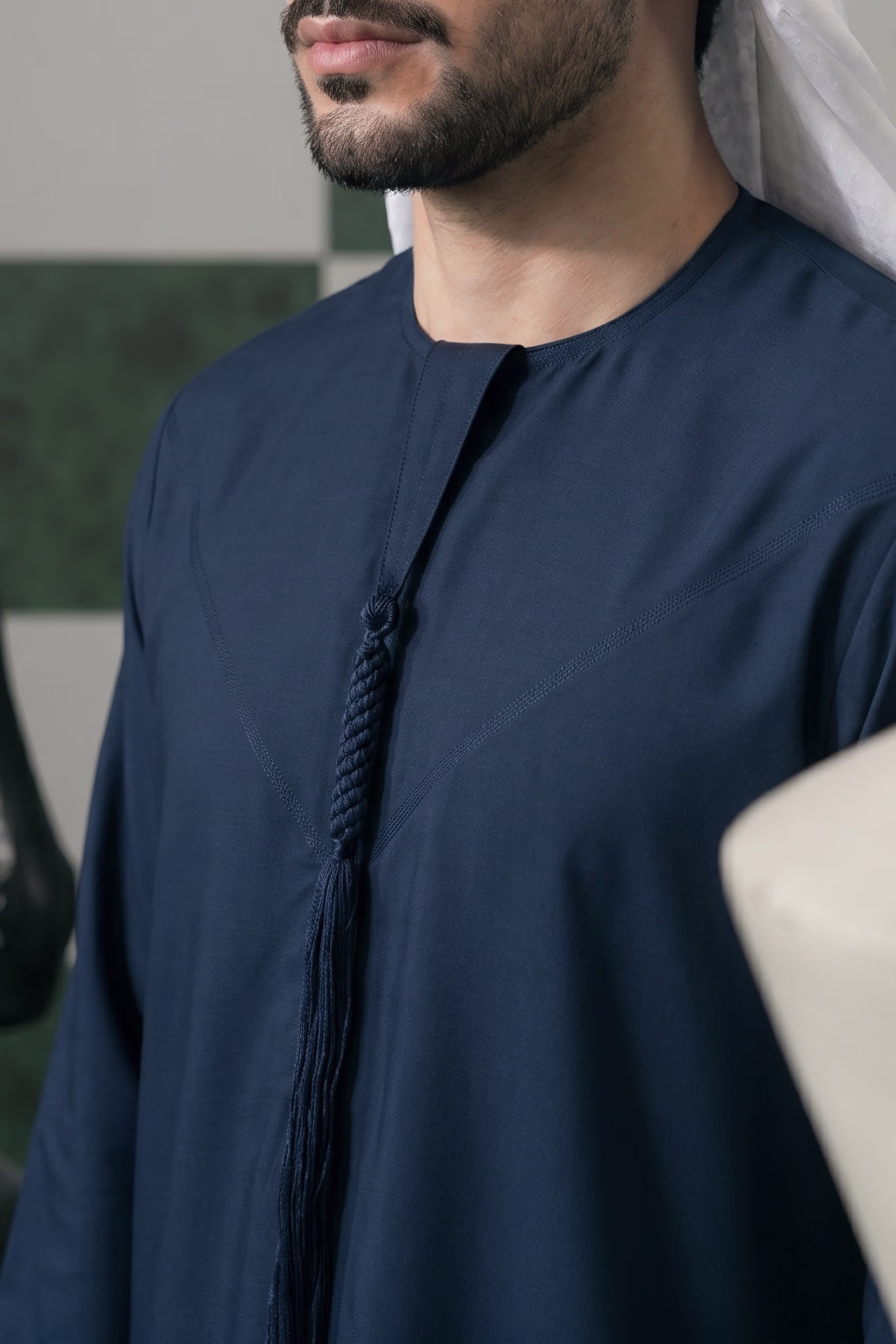 Luxury Navy Blue Emirati Kandura 6