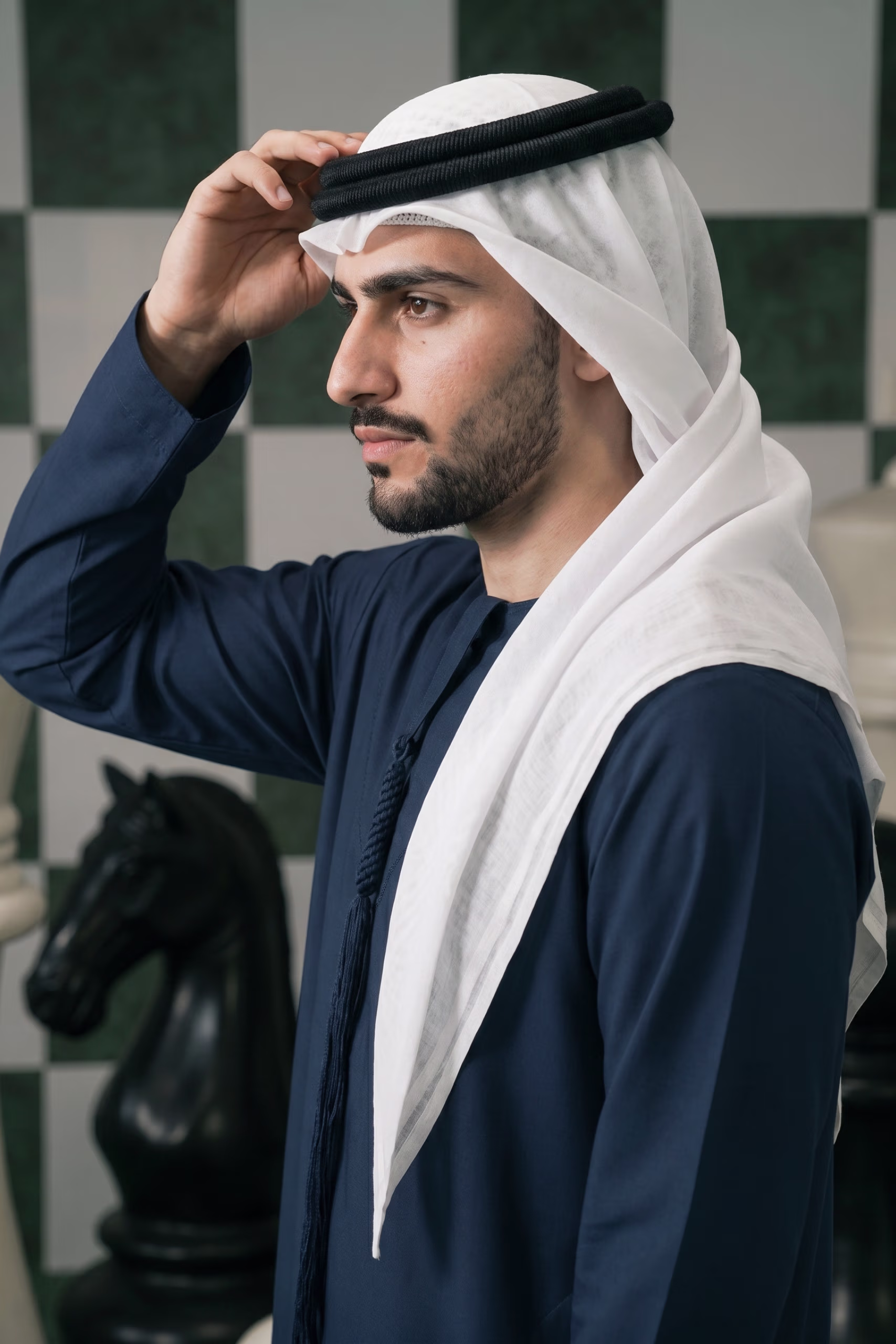 Luxury Navy Blue Emirati Kandura 7