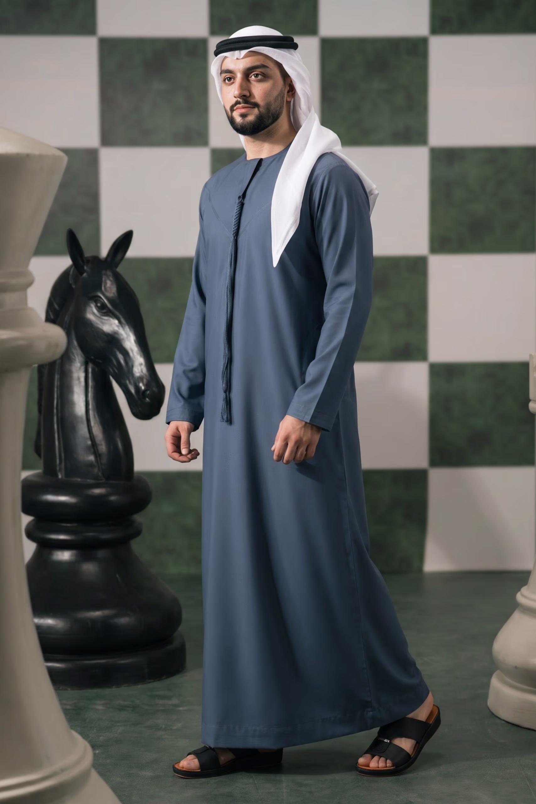 Luxury Steel Blue Emirati Kandura 4