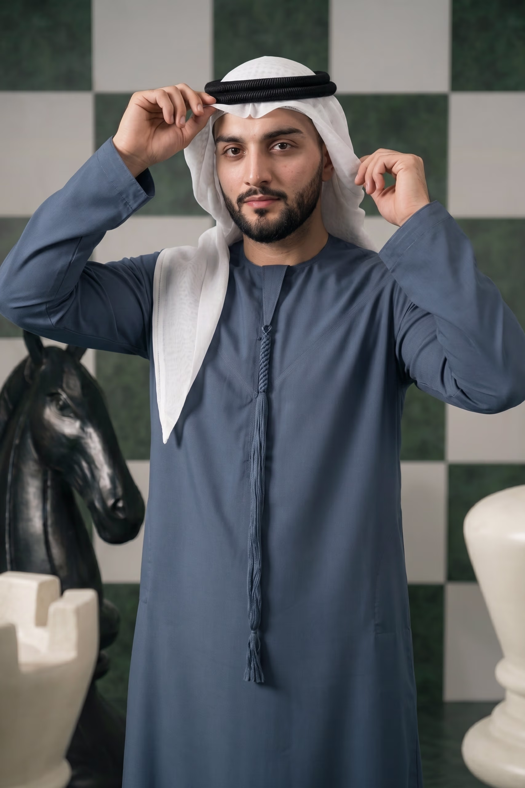 Luxury Steel Blue Emirati Kandura 5