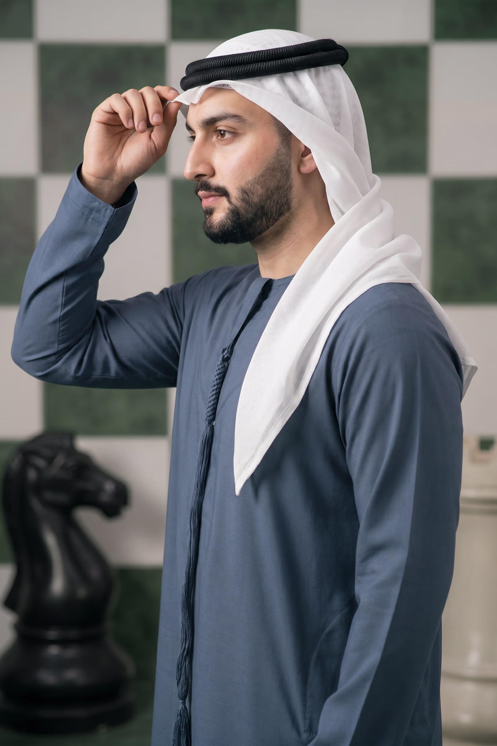 Luxury Steel Blue Emirati Kandura 6