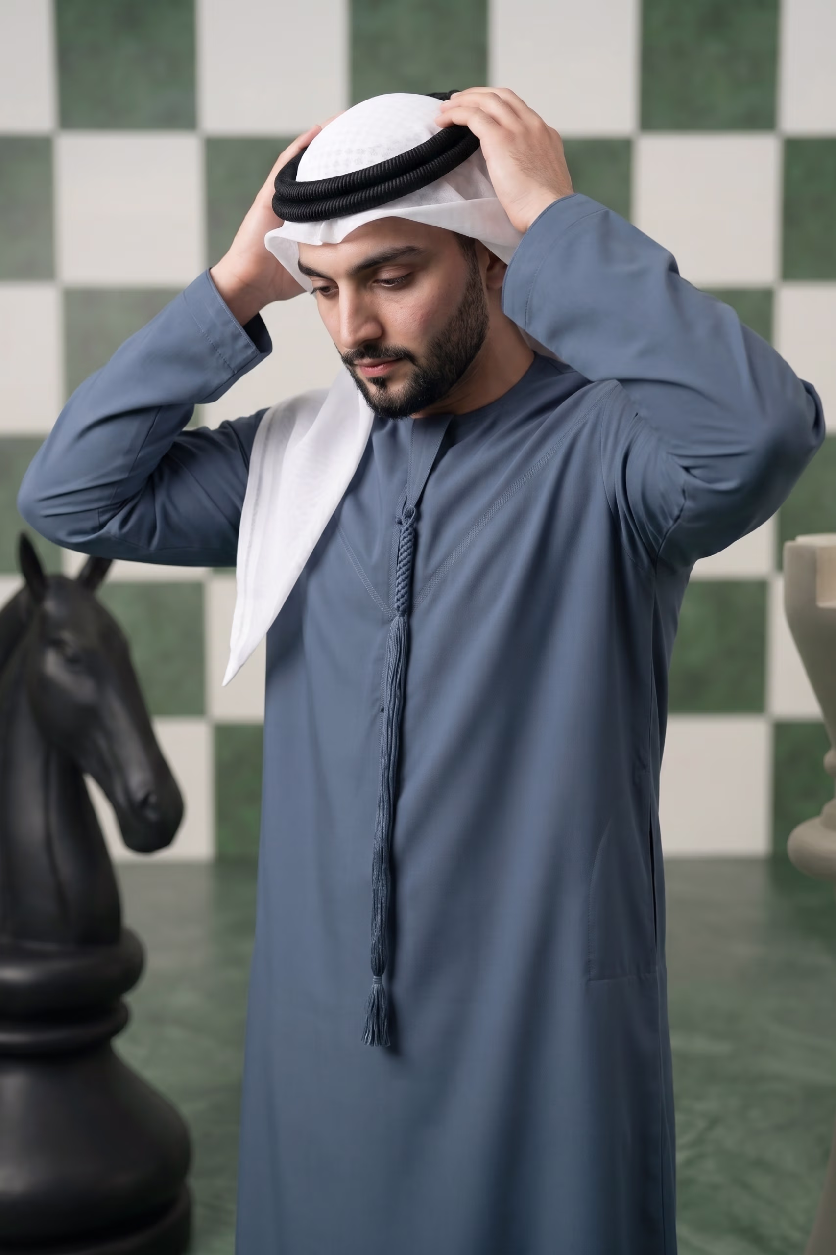 Luxury Steel Blue Emirati Kandura 9