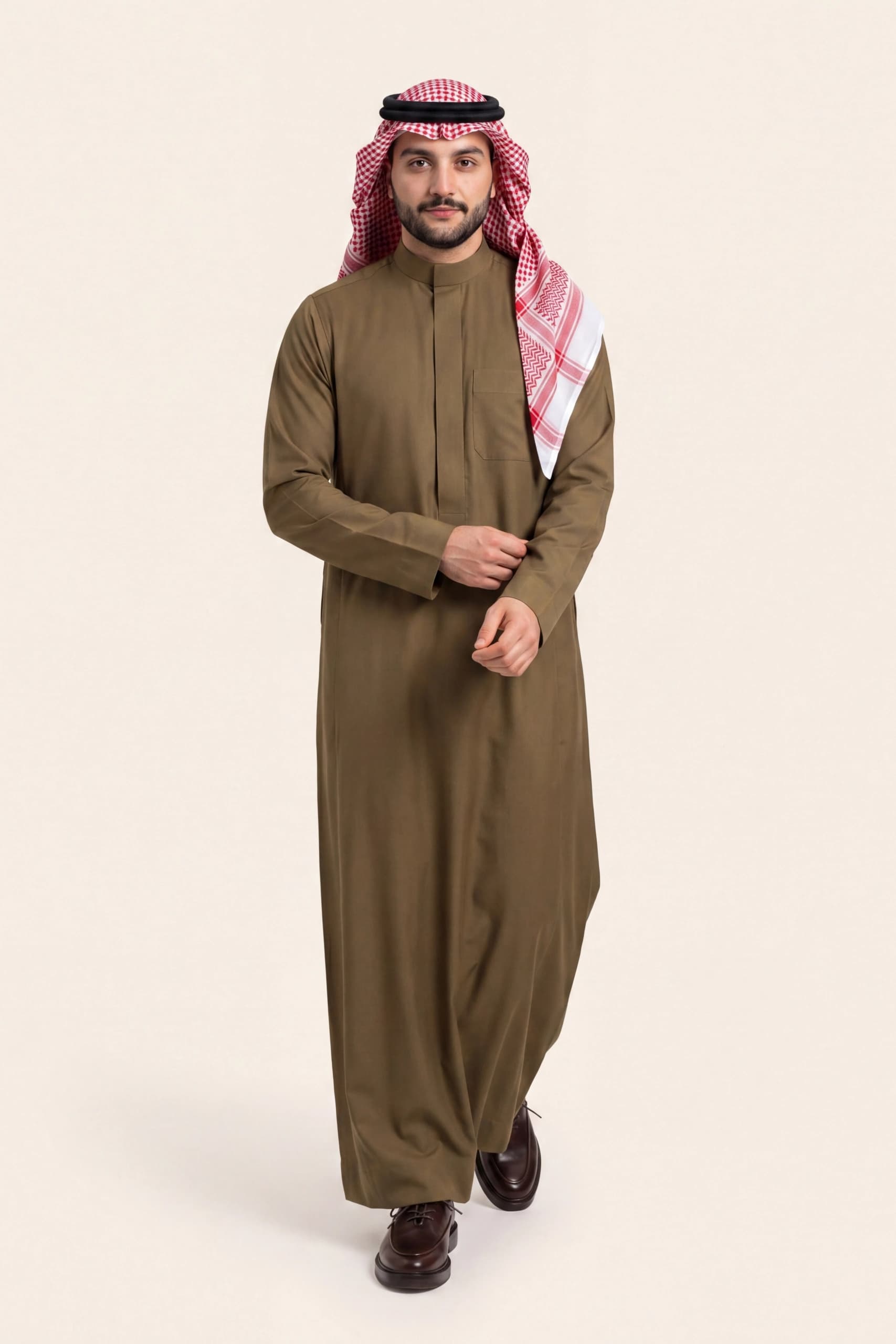 Olive Brown Saudi Thobe 8