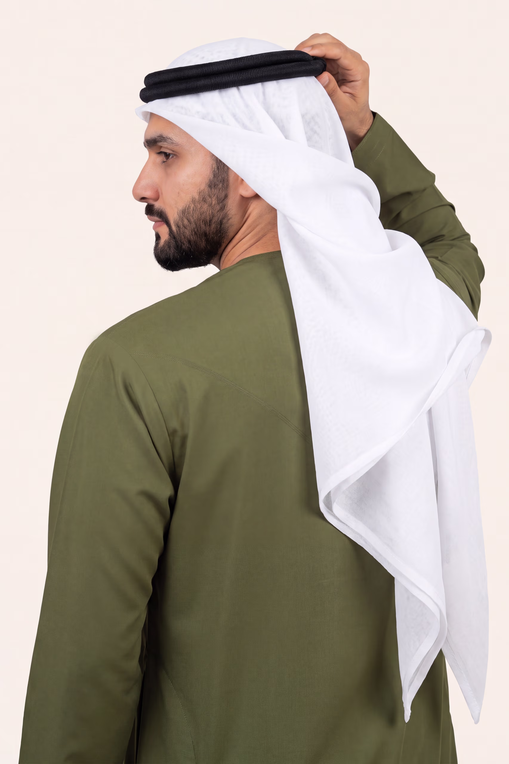 Olive Emirati Kandura | By Shabab al Yola with Premium Japan Fabric - Stellar Edition