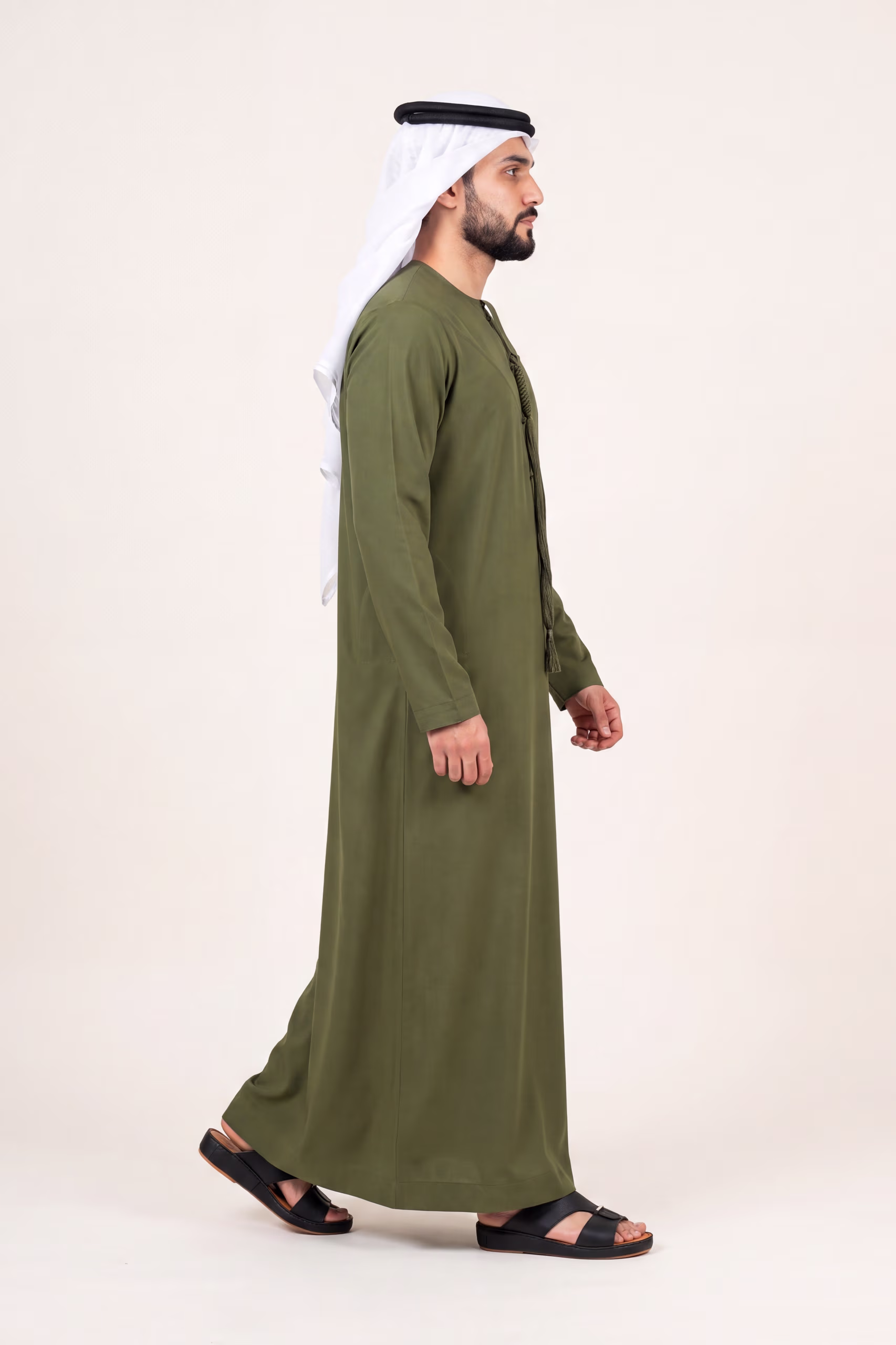 Olive Emirati Kandura | By Shabab al Yola with Premium Japan Fabric - Stellar Edition