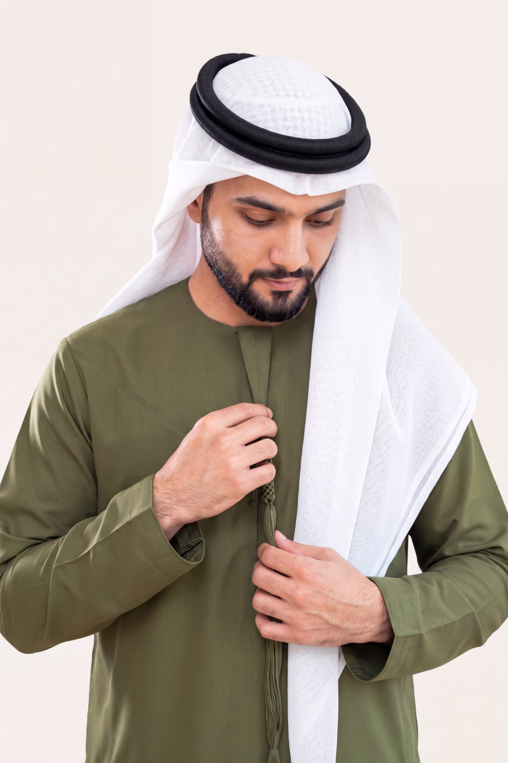 Olive Emirati Kandura | By Shabab al Yola with Premium Japan Fabric - Stellar Edition