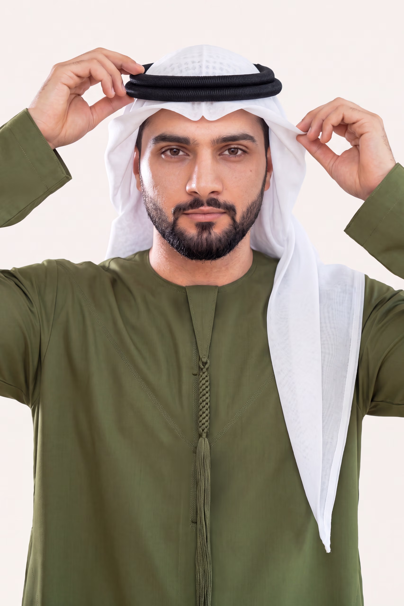 Olive Emirati Kandura | By Shabab al Yola with Premium Japan Fabric - Stellar Edition