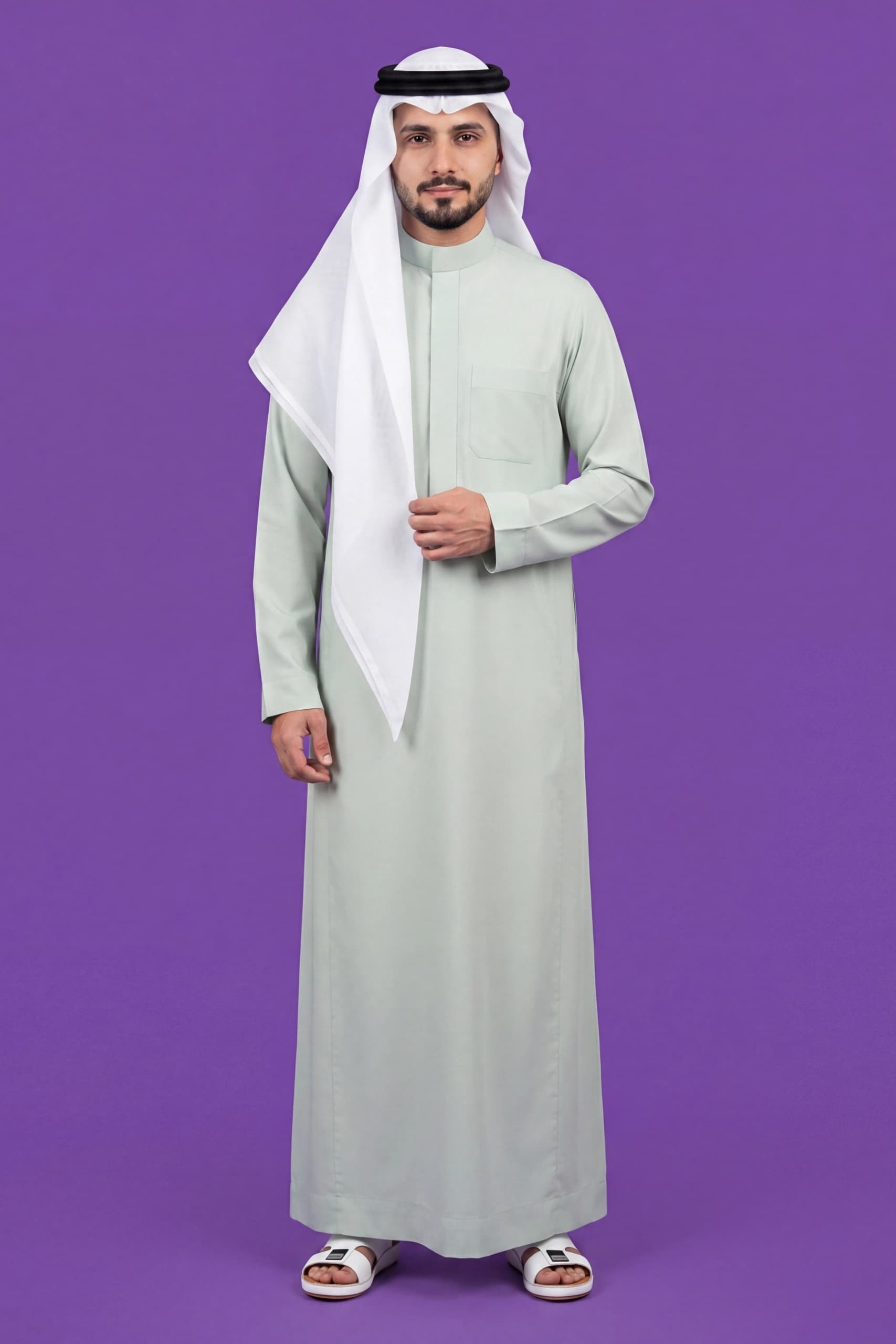 Pale Green Saudi Thobe thumbnail 1