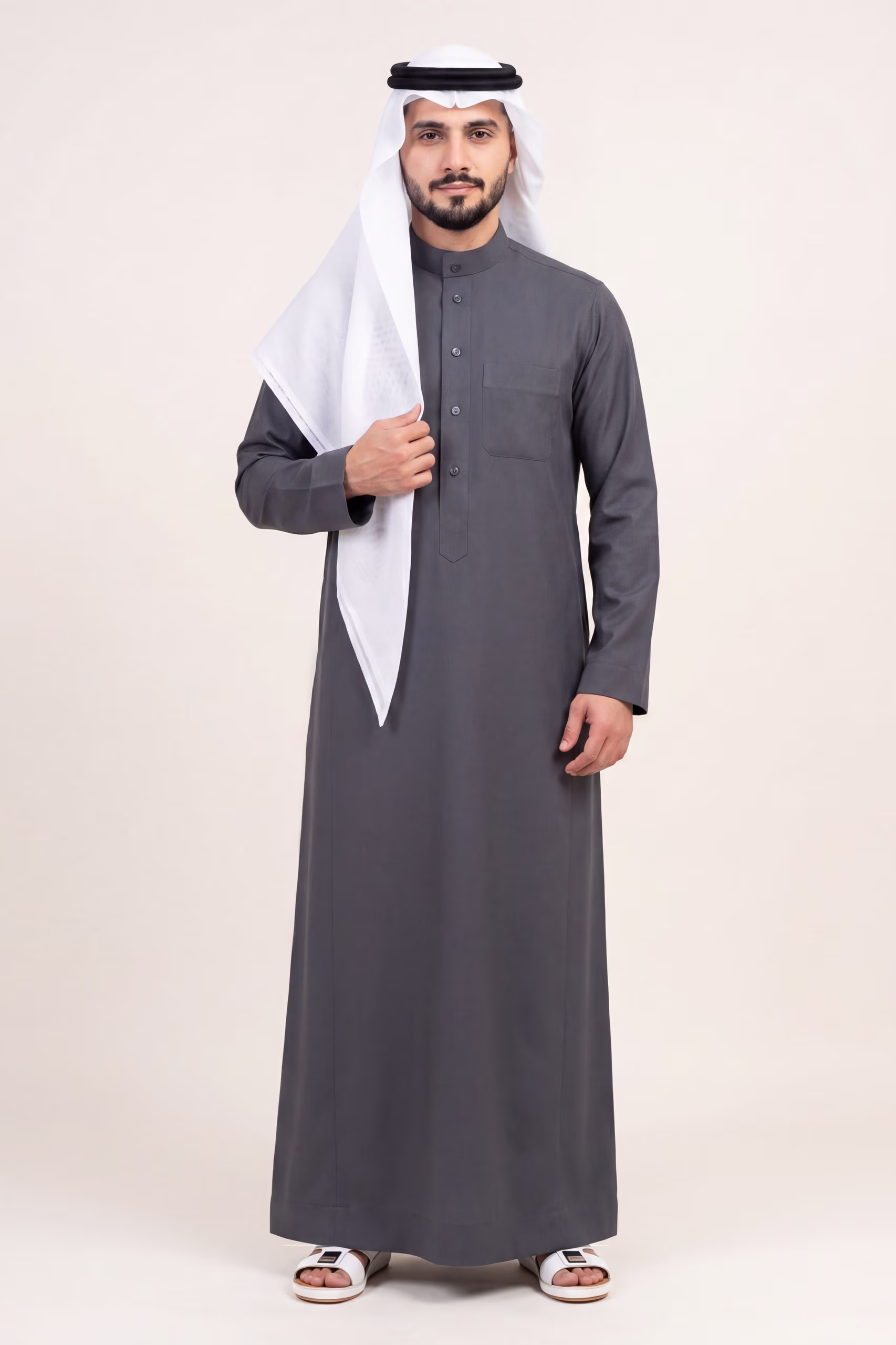 Dark Grey Saudi Thobe thumbnail 1