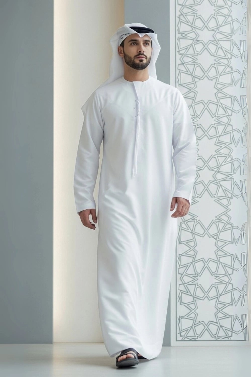 A crisp, clean White Kandora from the Elite Edition by Shabab al Yola. 1