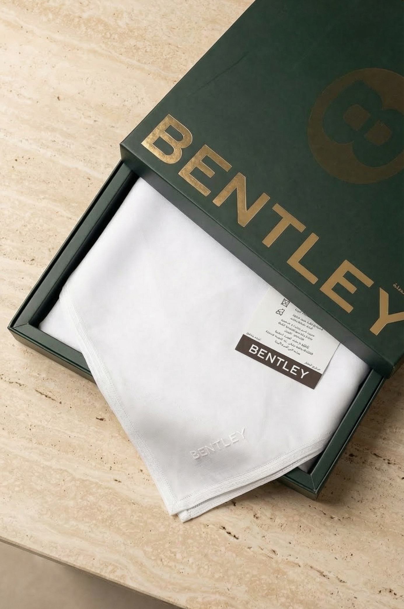 Luxury Bentley White Ghutra in premium packaging. 1