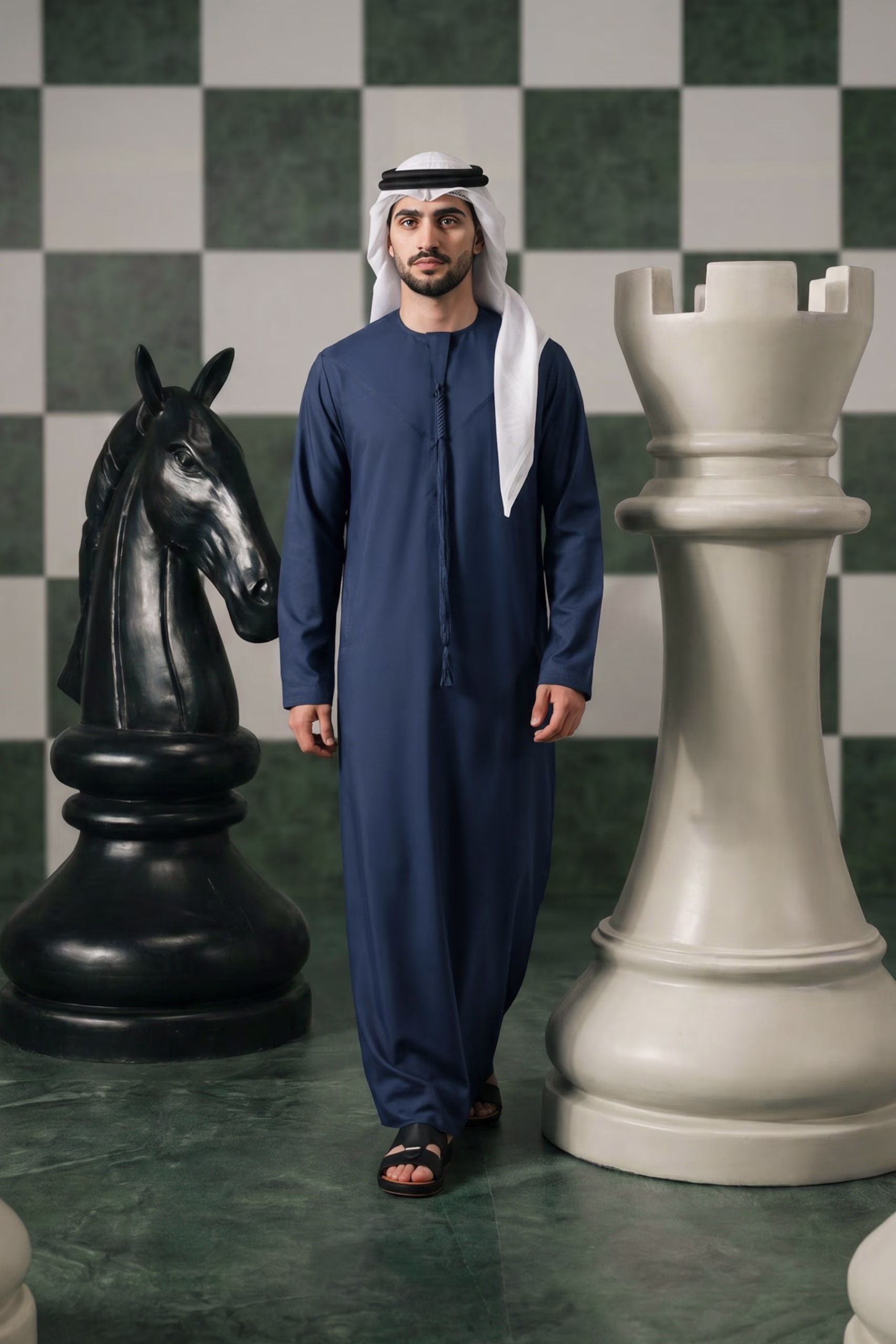 Luxury Navy Blue Emirati Kandura 1