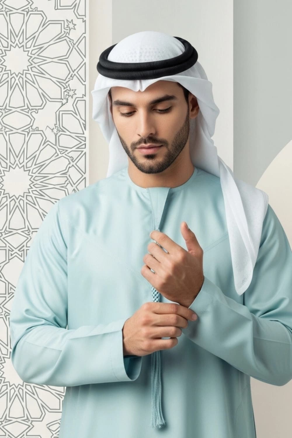 Sea Foam Kandura | Design by Shabab al Yola | Finest Fabric - Elite Edition - 3