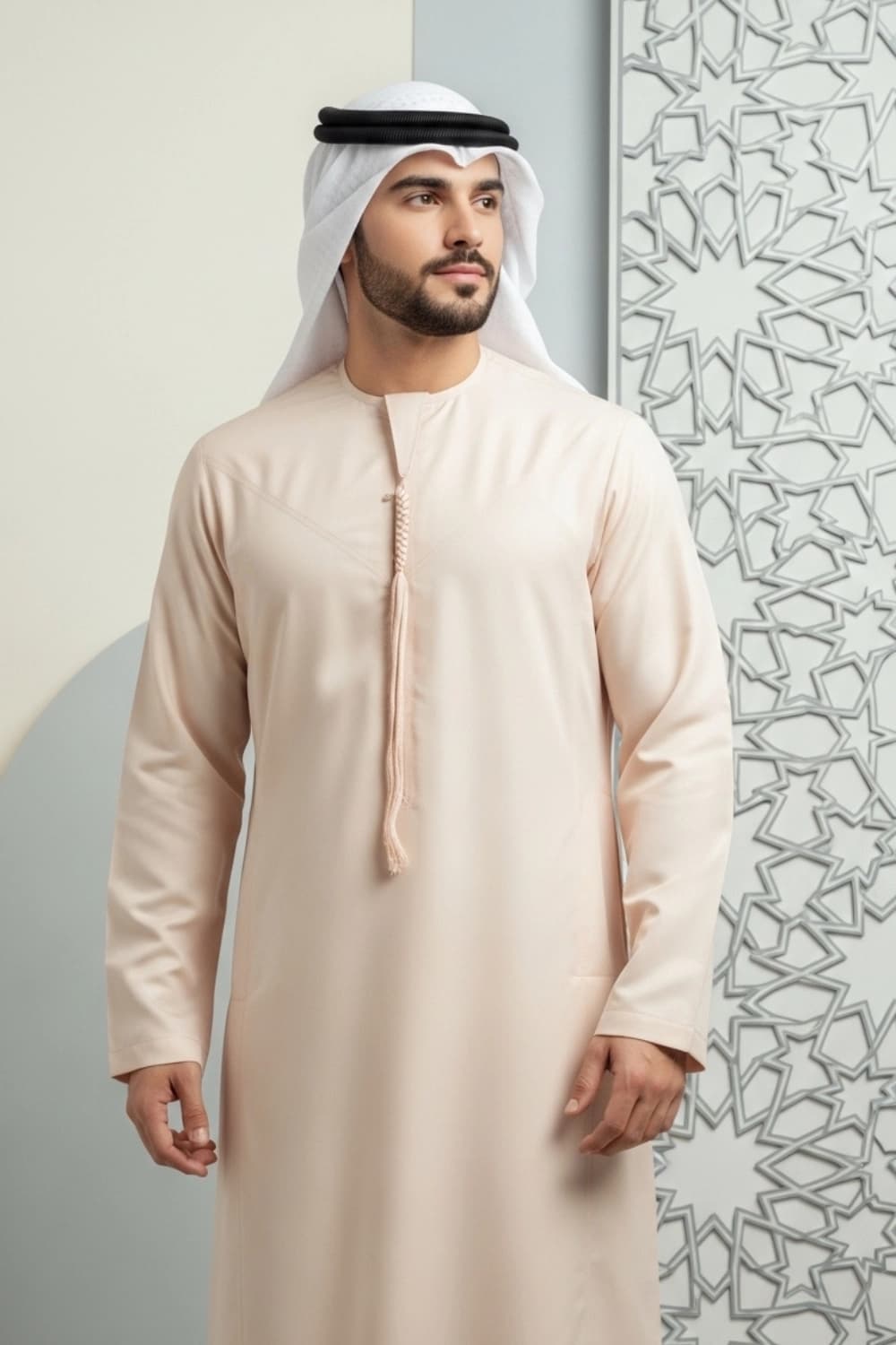 Pastel Peach Kandura | Design by Shabab al Yola | Superior Fabric - Premier Edition - 2