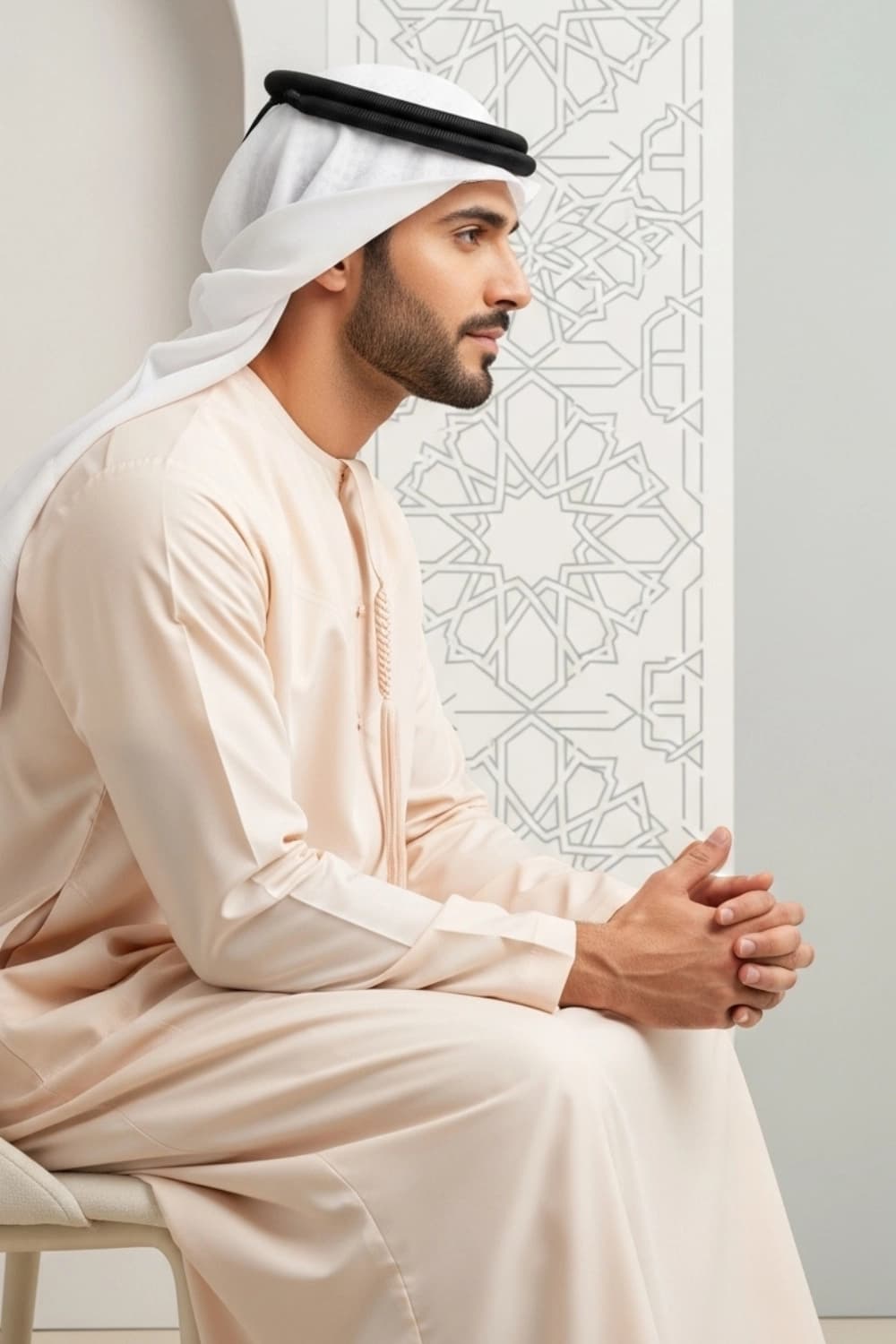 Pastel Peach Kandura | Design by Shabab al Yola | Superior Fabric - Premier Edition - 4