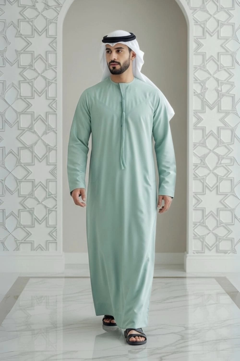Light Mint Green Kandura | Design by Shabab al Yola | Finest Fabric - Elite Edition - 1