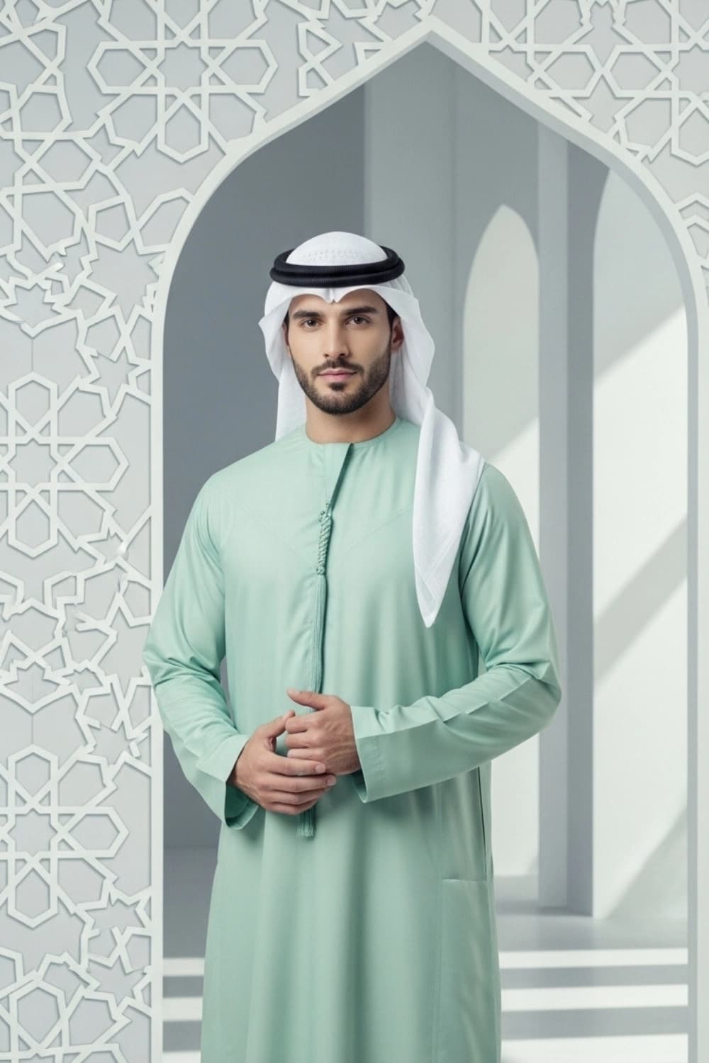 Light Mint Green Kandura | Design by Shabab al Yola | Finest Fabric - Elite Edition - 2