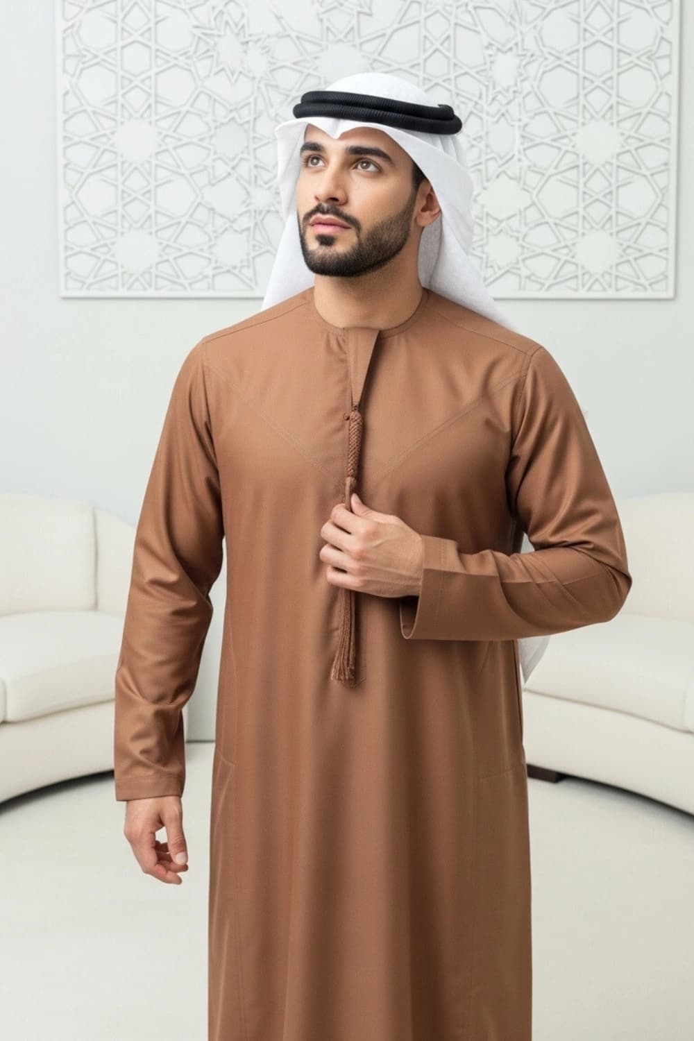 Terracotta Emirati Kandura | By Shabab al Yola with Premium Japan Fabric - Stellar Edition - 3