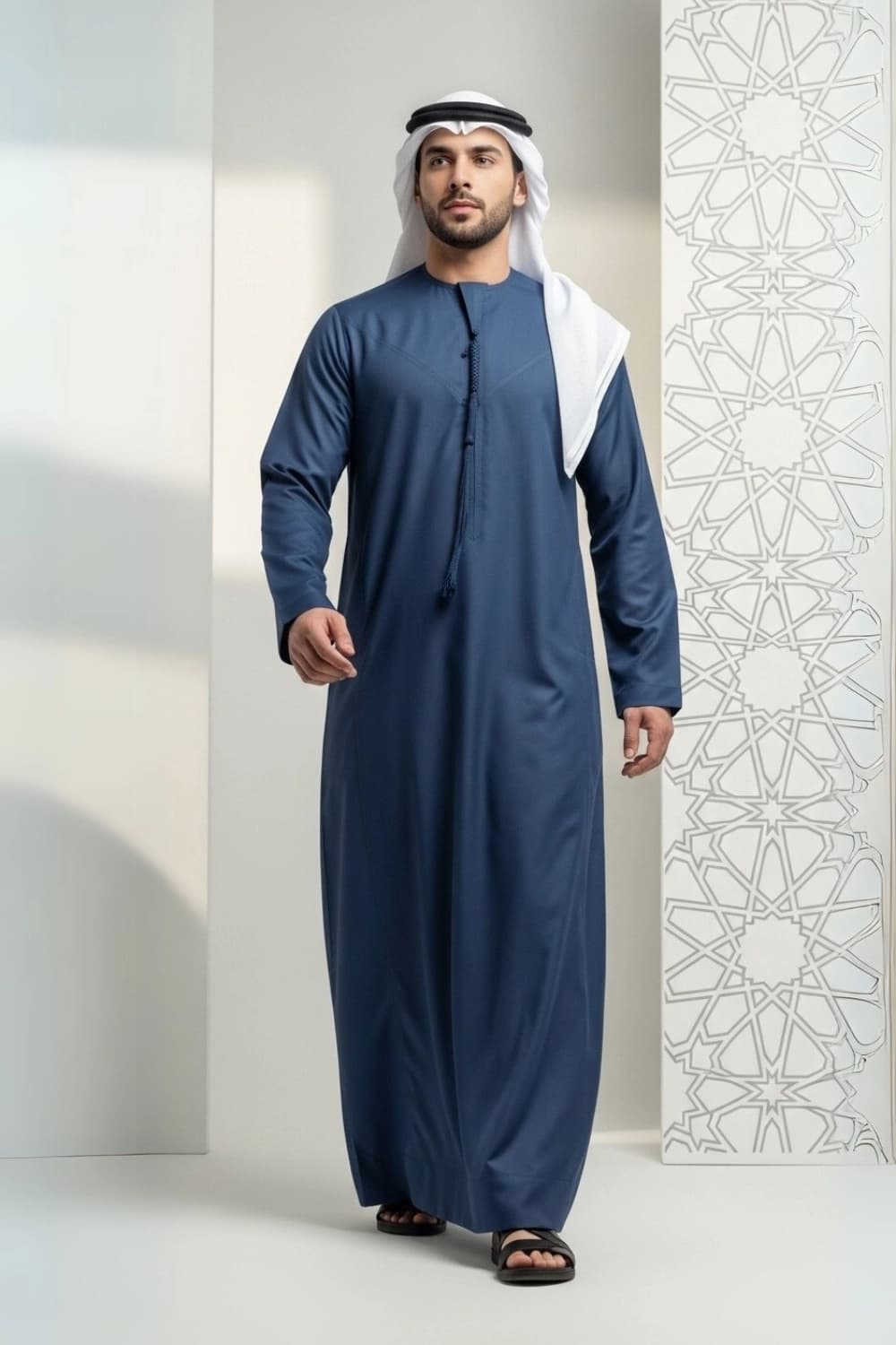 Finest Fabric Royal Blue Winter Kandora | Design by Shabab al Yola - Premier Edition - 1