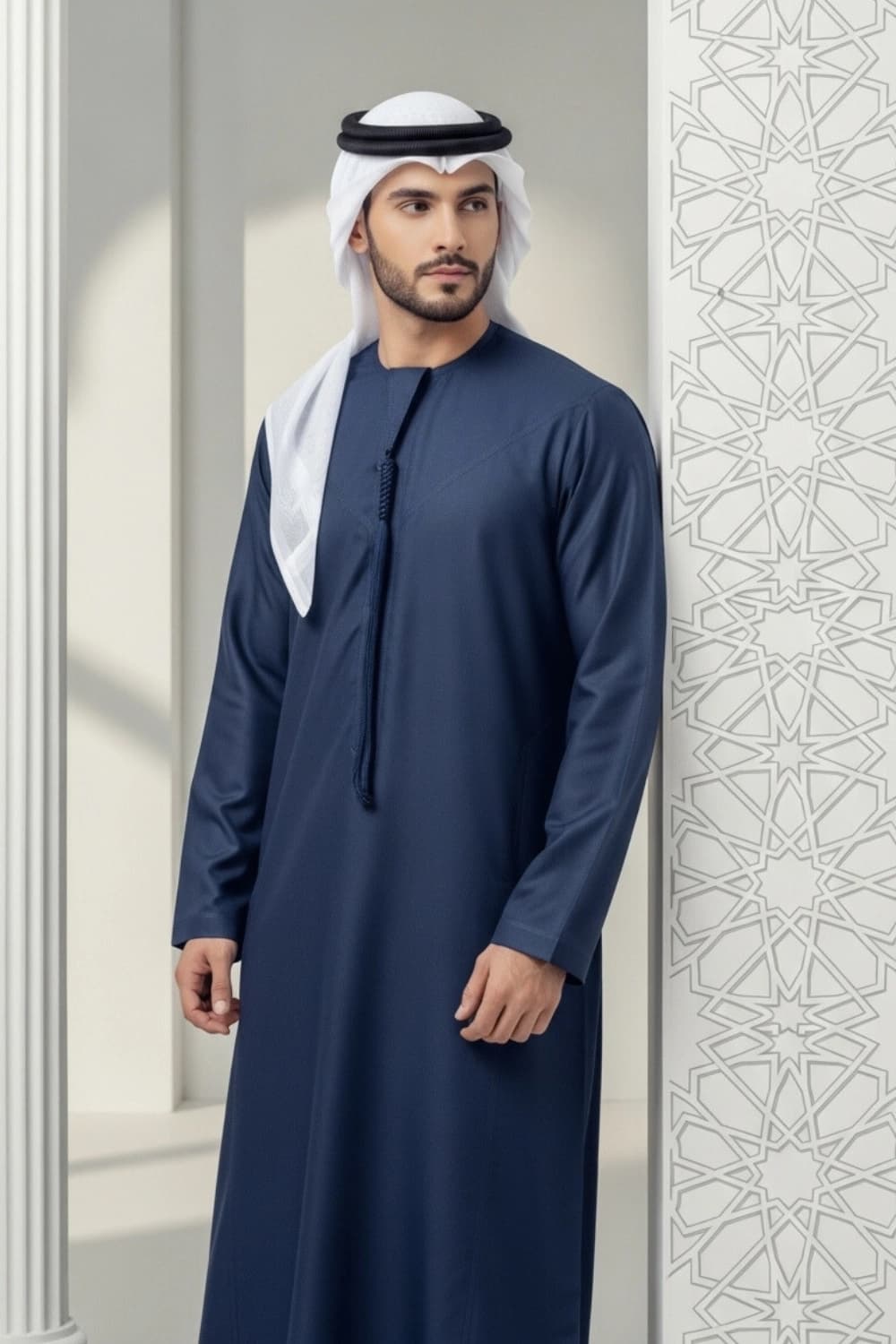 Finest Fabric Royal Blue Winter Kandora | Design by Shabab al Yola - Premier Edition - 2