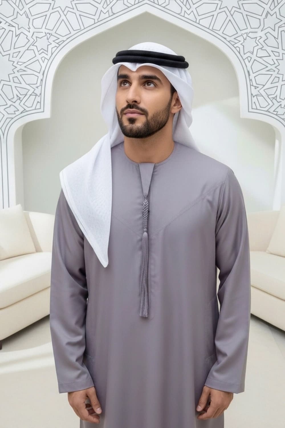 كندورة بلون اللافندر الدخاني | تصميم شباب اليولة | أجود الأقمشة - إصدار إيليت - 4