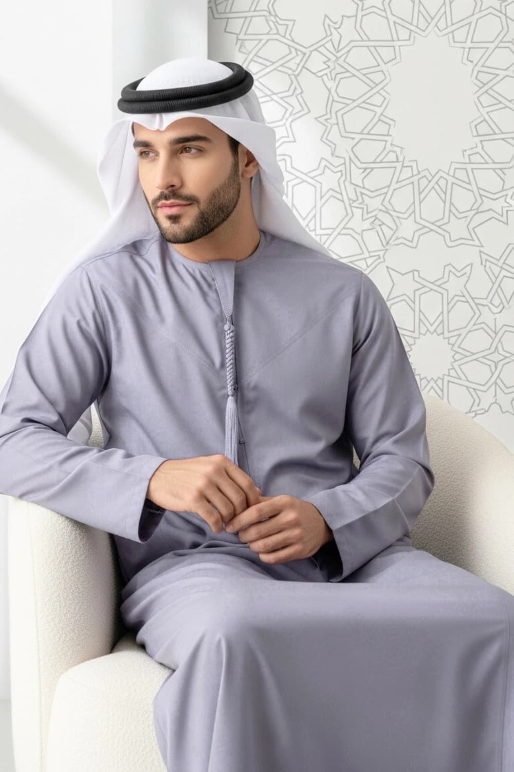 كندورة بلون اللافندر الدخاني | تصميم شباب اليولة | أجود الأقمشة - إصدار إيليت - 2