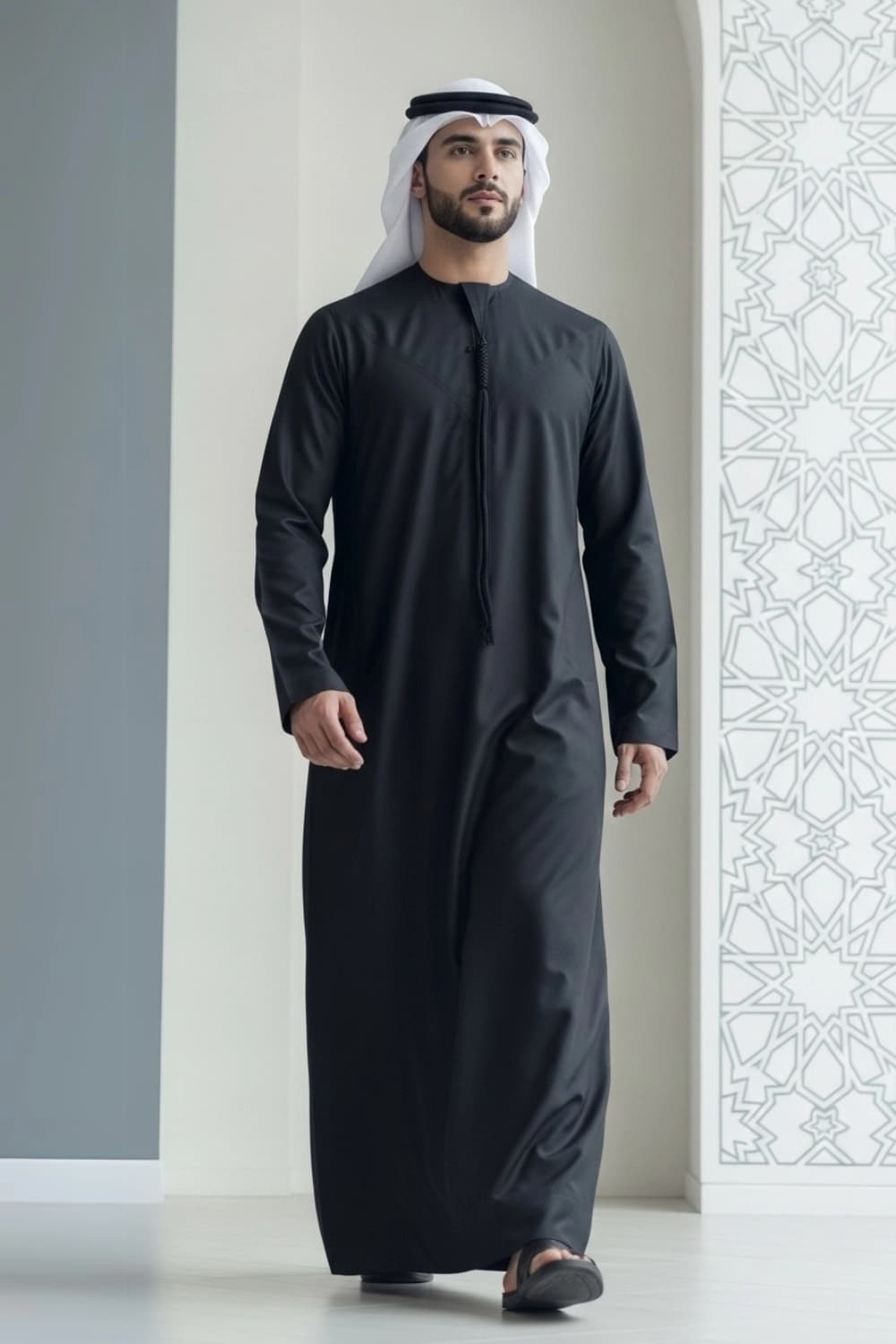 Black Winter Emirati Kandura | By Shabab al Yola with Premium Japan Fabric - Stellar Edition - 1