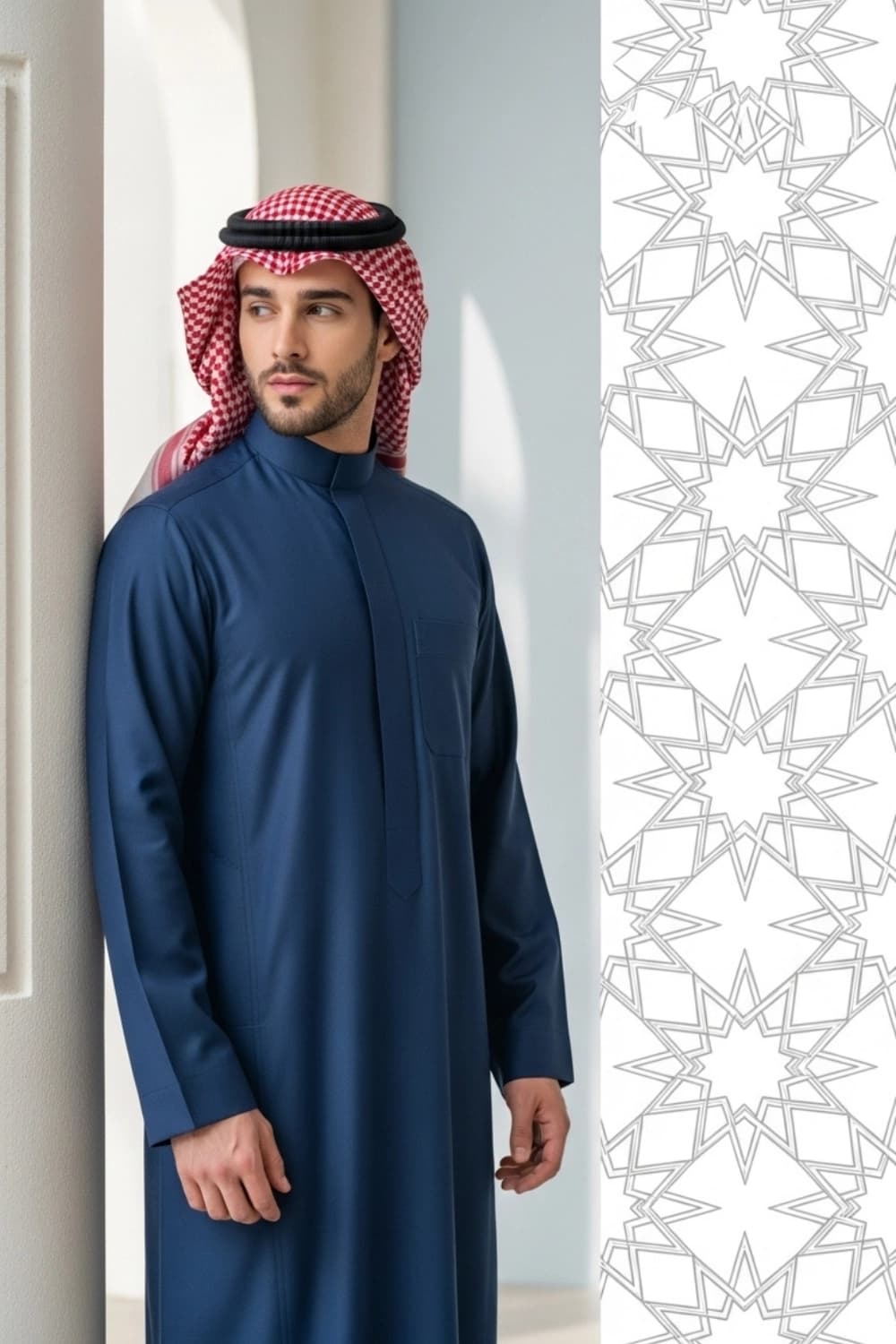Midnight Blue Thobe | Design by Shabab al Yola | Finest Fabric - Elite Edition - 4