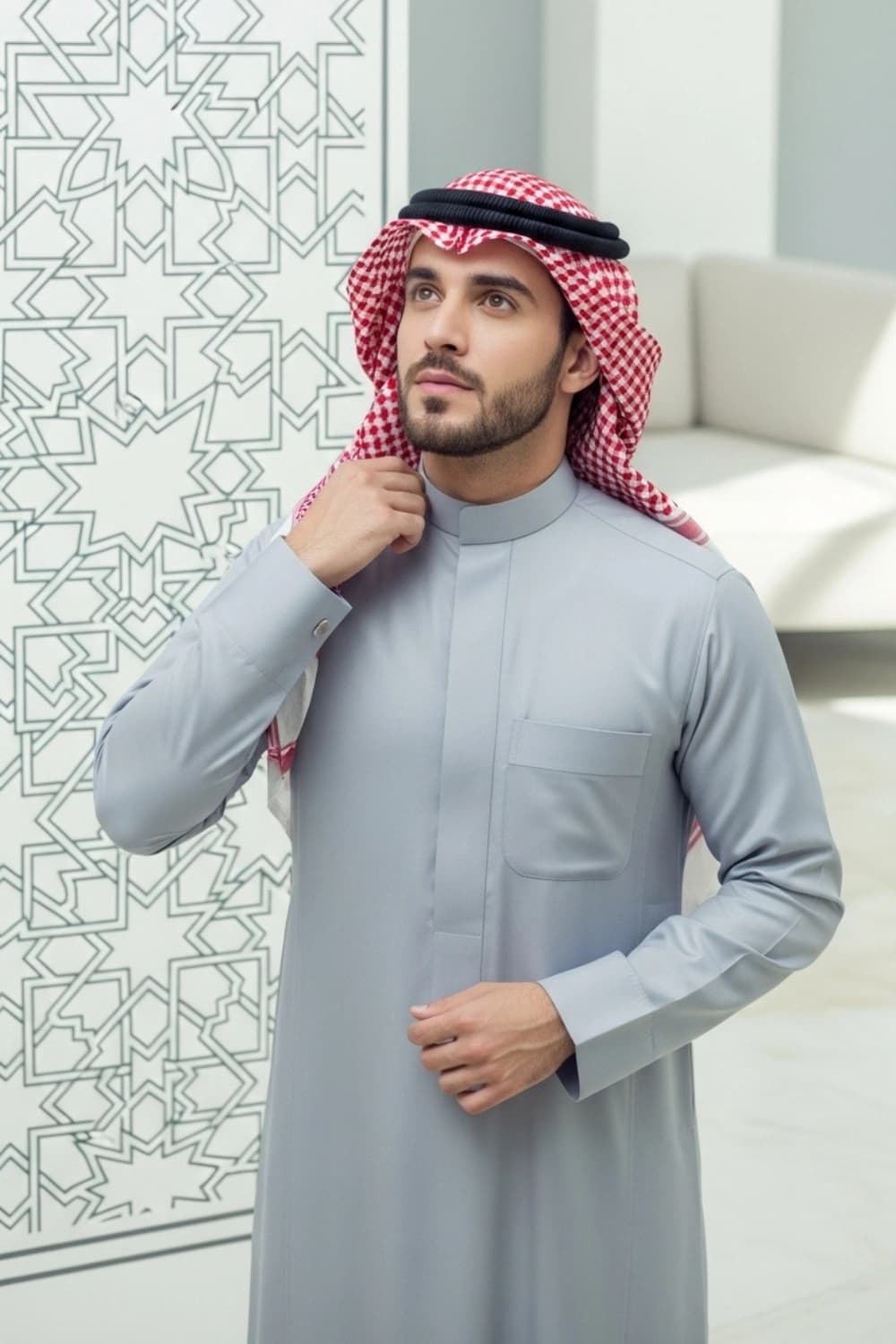Ice Grey Saudi Thobe | By Shabab al Yola with Premium Japan Fabric - Stellar Edition - 3