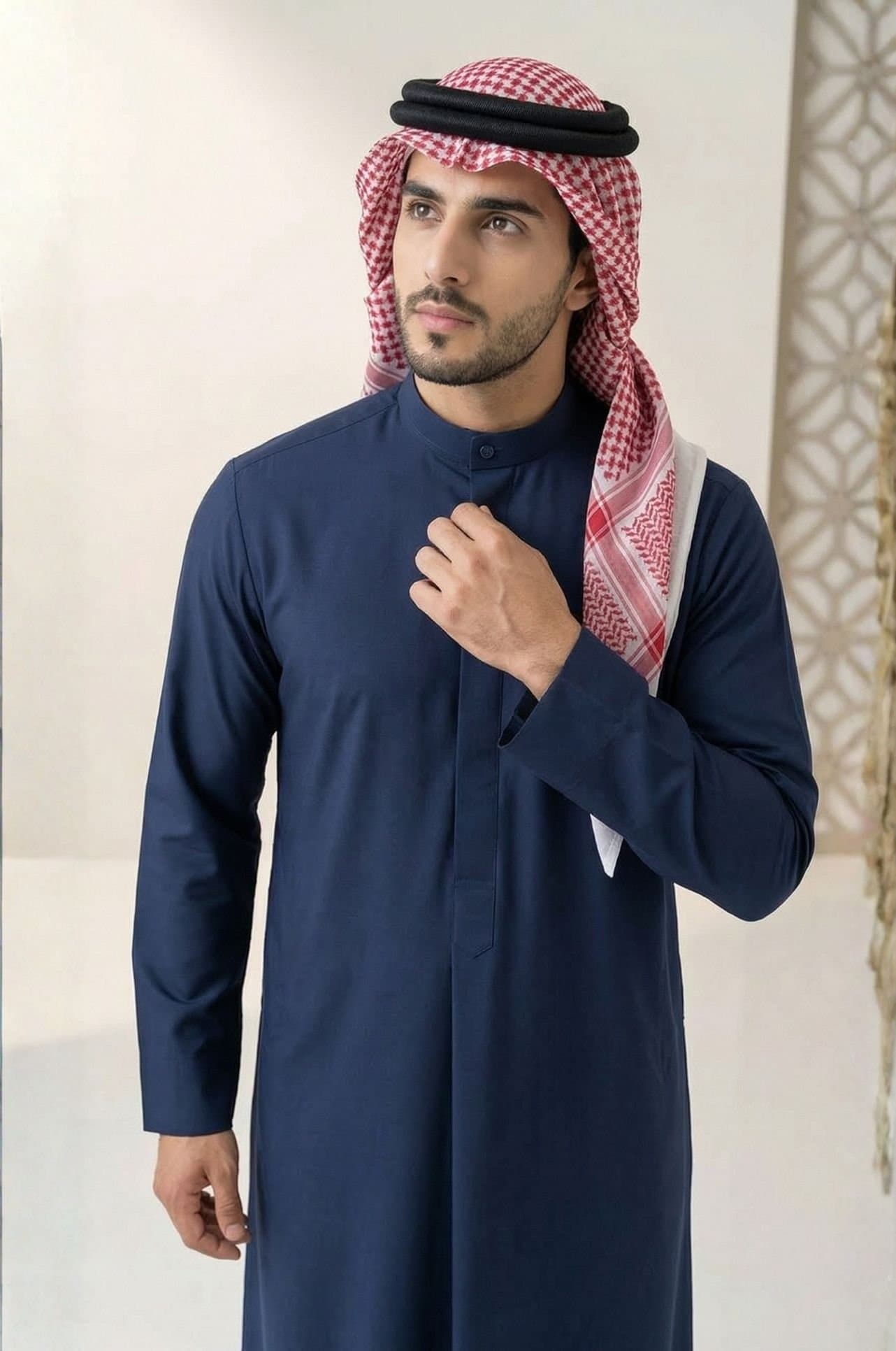 Royal Navy Blue Kuwaiti Dishdasha - Stellar Edition