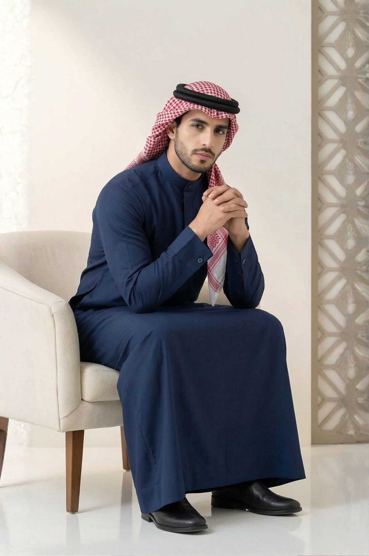 Royal Navy Blue Kuwaiti Dishdasha - Stellar Edition