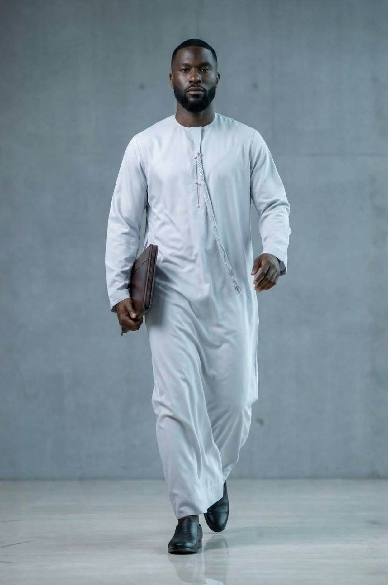 كندورا رمادي جليدي حديث للأجانب | أزياء عربية معاصرة في الإمارات - 2