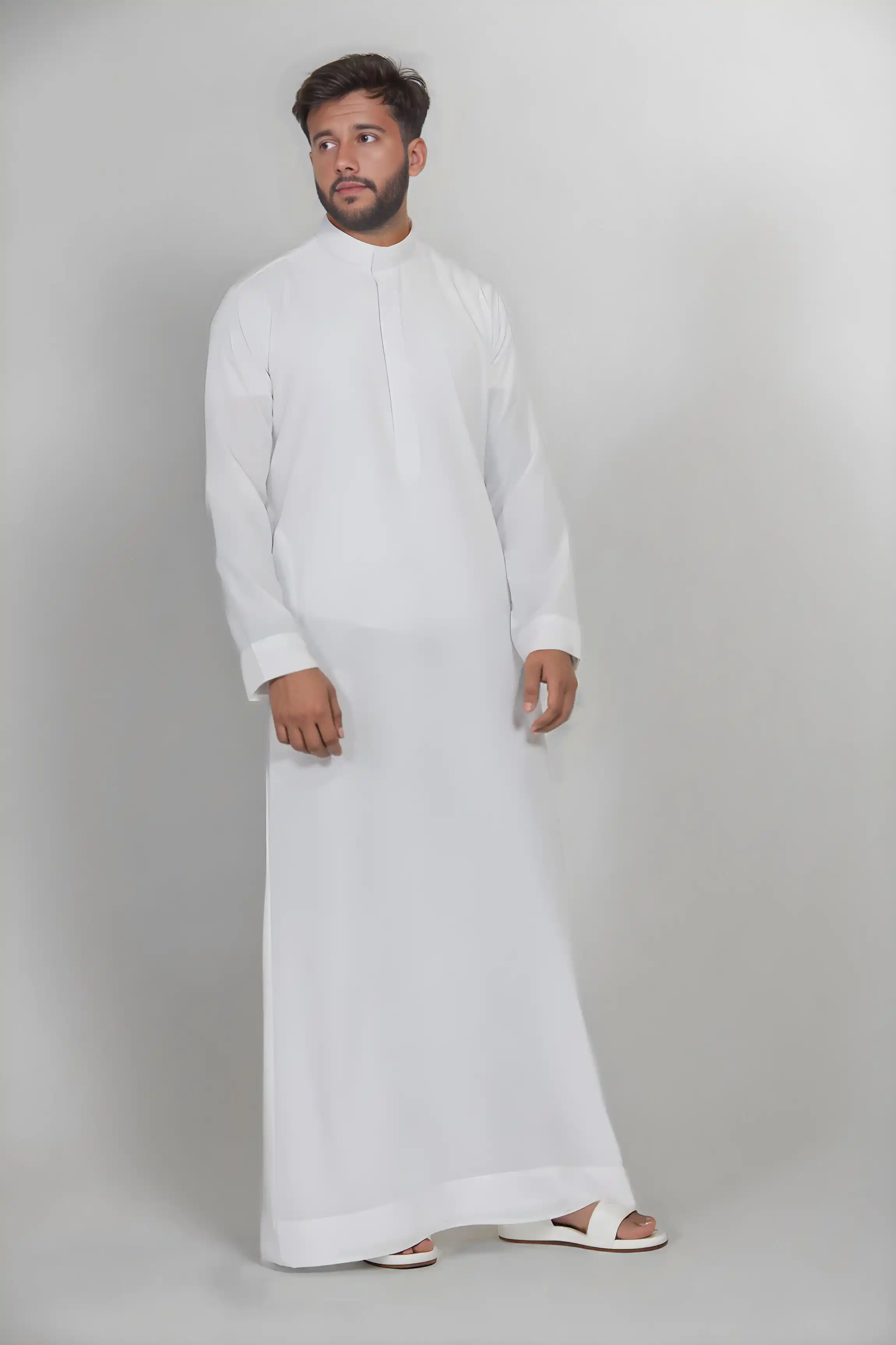 White Emirati Thobe | By Shabab al Yola with Premium Japan Fabric - Stellar Edition